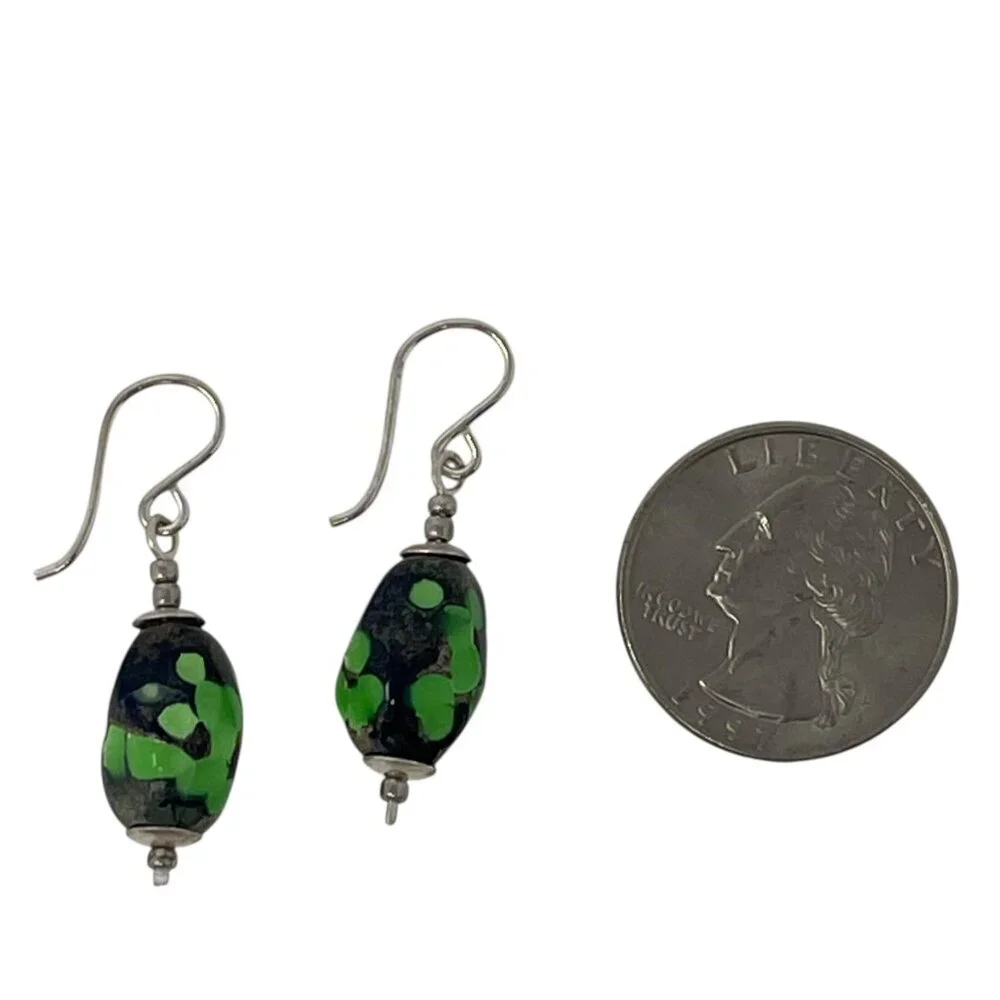 Sterling Silver Vintage Japanese Lampwork Glass Earrings | Artisan Studio